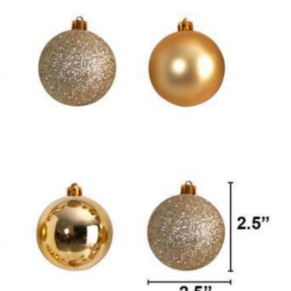 Nearly Natural 2.5” Shatterproof Christmas Ornament Set of 30 Gold Glitter NIB - Picture 4 of 4